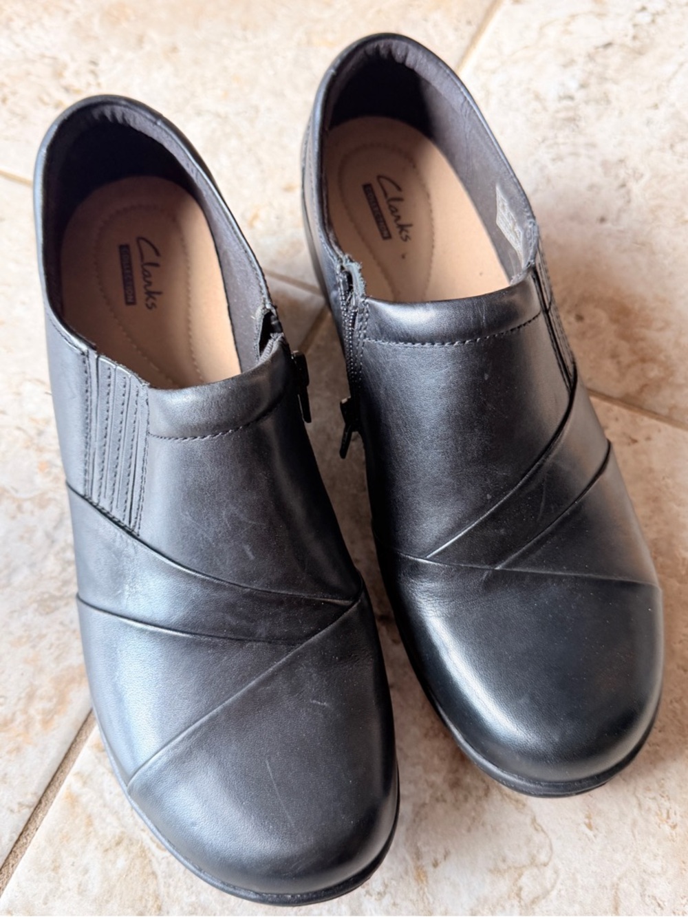Clarks Black Slip-On Leather Comfort Shoes
